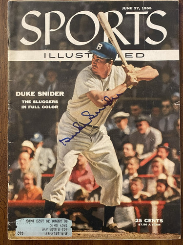 Rivista illustrata sportiva firmata Duke Snider autografata 1955 con certificato di autenticità Dodgers - Foto 1 di 17