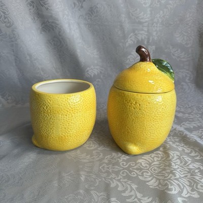 Lemon Shaped Ceramic Jar with Lid & W Out Fruit Kitchen Decor 9  Lot 2