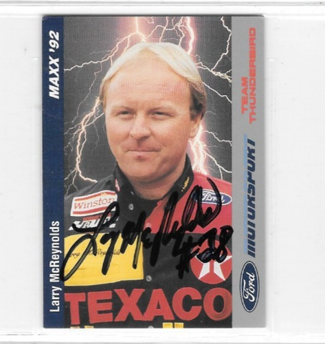 LARRY MCREYNOLDS 1992 FORD MAXX TRADING CARD AUTOGRAPHED SIGNED