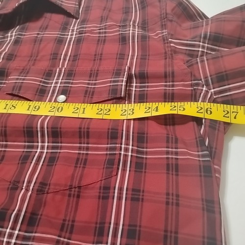 Wrangler Western Shirt XXL Pearl Snap Plaid Red Long Sleeve - Picture 5 of 6