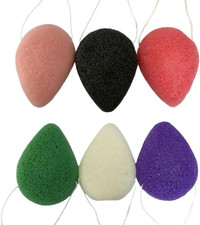 6Pcs Konjac Bath Sponge,Organic Konjac Cleansing Facial Sponges Set,Cordate Faci