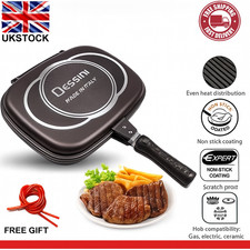 New Double Sided Die-Cast Non-Stick Reversible Grill Magic Frying Pan Griddle