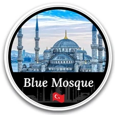 Magnet Me Up Blue Mosque Vinyl Magnet Decal - 5” Round Car Magnet Travel Gift
