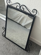 Large Vintage Hallway Mirror With Black Cast Iron Frame