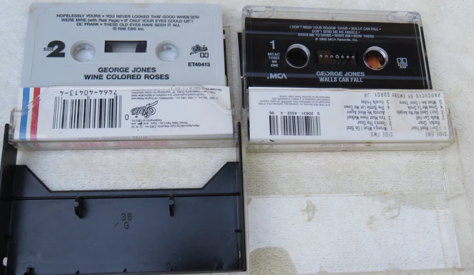 Lot of 2 VINTAGE George Jones Cassette tapes-Wine Colored Roses/Walls Can Fall Foto 4 de 4