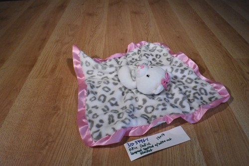 Okie Dokie White Cat With Leopard Print/ Pink Trim Blanket(310-3446-1) - Picture 5 of 6