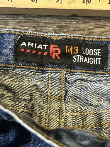 Ariat Blue Denim Herren Jeans M3 FR Loose Straight Work Herren 38x30 beschädigt - Bild 3 von 16