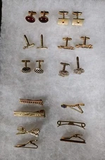 Vintage Bullet Goldtone Cufflink / Tie clip Lot of 13. Swank, Hickok, 1/120 12kt