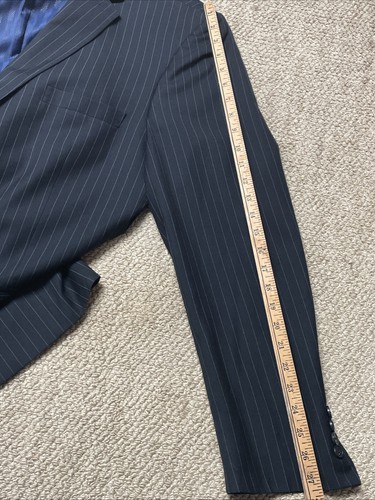 P&L Jacket Blazer Mens 3XL Navy Double Vented Striped Superior Hightech Fabric - Picture 14 of 16