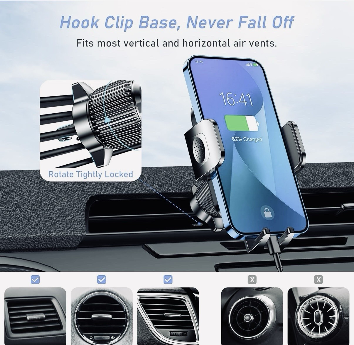 Handyhalterung Auto Lüftung 360 KFZ Halter Clip für iPhone Samsung 4-6.7