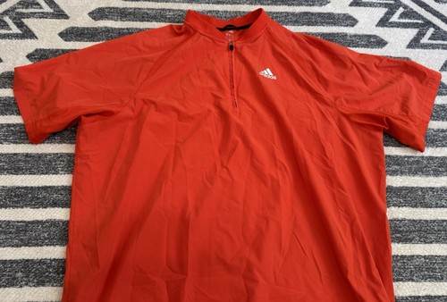 adidas 1/4 Zip Pullover Baseball Warm Up Jacket Mens XLShort Sleeve Orange - Picture 2 of 16