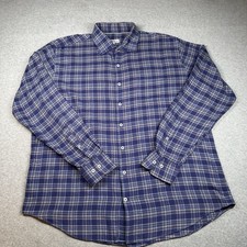 Peter Millar Men  s XL Blue Plaid 100 Cotton Button-Up Shirt Casual