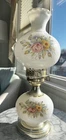 Vintage Milk Glass Double Globe Floral Electric Lamp