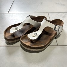 Birkenstock Gizeh Birko Flor Thong Sandals 39 US 7 White Brown Womens