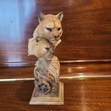 Joe Slockbower Cougar Sculpture "Hideaway" 2001- Signed