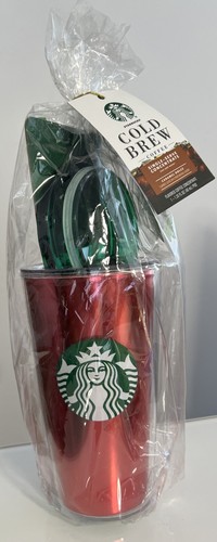 Starbucks 16 oz Cold Cup Cold Brew Tumbler Happy Holidays Geschenkset Rot & Grün - Bild 1 von 6