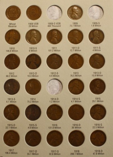 1909-1940 Lincoln Cent Harris Folder Book 84 Coins 5 missing nice Circulated LW2 - Picture 3 of 12