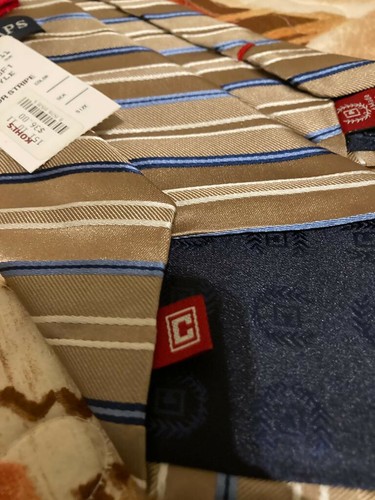 100% Silk Chaps Brown Taupe Taylor Stripe Hand-made Tie - Picture 5 of 7