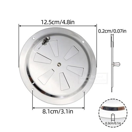 125/150mm Air Vent Louver Cover Cabin Ventilation Plate Panel Side Knob Opening - Afbeelding 8 van 11