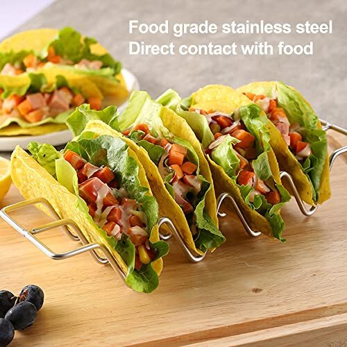 Taco Holders Stainless Steel Taco Shell Holder Stand Taco Tray Plate Set of 3 - Picture 5 of 7