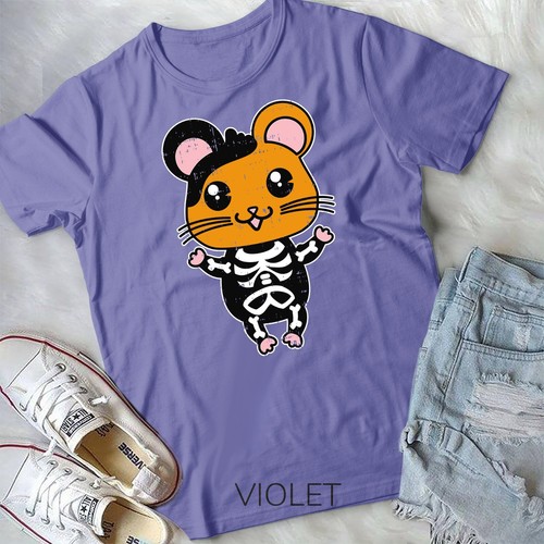 Costume scheletro criceto simpatico animale facile regalo Halloween maglietta unisex - Foto 9 di 11