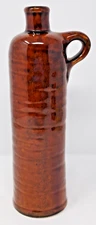 Newberry Wine Stoneware Pottery Bottle brown glaze Jug Finger Handle cedarburg