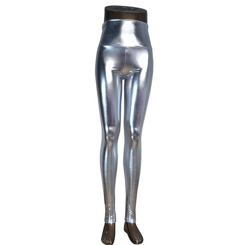 Shiny Metallic Faux Leather Leggings Sexy Dance Disco Clubwear Elastic Pants - Picture 11 of 15
