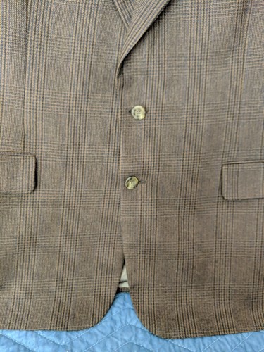 Corporate Image Mens Brown Plaid Blazer Suit Jacket 43R, Made in USA, Vintage - Picture 2 of 12