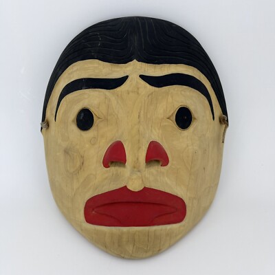 Larry Shaw Vintage Hand Carved Tribal Face Wood Mask Signed 1986 Home Decor Art