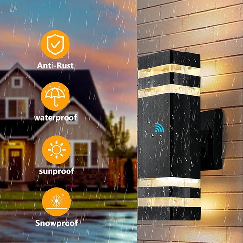 Modern LED Up Down Wall Light Outdoor Dual Wall Lamp Fixture Dusk to Dawn Sensor - Picture 3 of 18