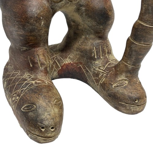 Maya Azteken Ton Skulptur Medizin Mann Stamm Älter 14,75" Mexiko Vintage Selten. - Bild 5 von 15