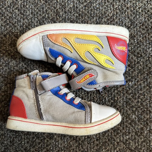 Boys Hot Wheels High Top Shoes Sneakers RARE Size 8m Converse Zipper - Picture 2 of 7