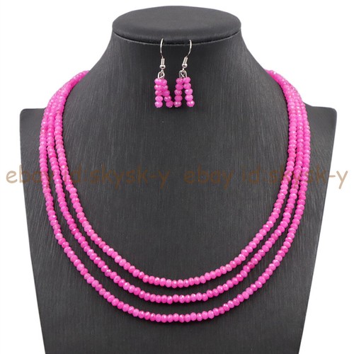 3 Rows 2x4mm Faceted Multicolor Jasper Rondelle Beads Necklace Earrings Set - Picture 25 of 29