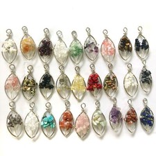 30pcs Mixed Random Gems Stone Tree Of Life Eye Shape Pendants Healing Amulet