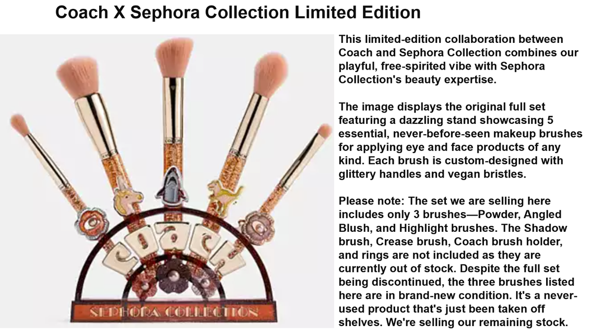 SEPHORA coachコラボ メイクブラシセット セフォラ コーチ レキシー Coach X Sephora Collection Limited Edition set of 3, NEW