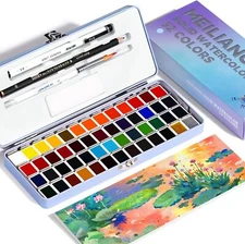 MeiLiang Watercolor Paint Set Vivid 52 Colors Watercolor Pigment Art Supplies