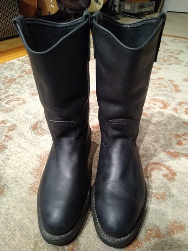 RED WING PECOS BLACK LEATHER SOFT TOE WELLINGTON WORK BOOTS #1116 MEN'S 8 3E - Picture 2 of 13