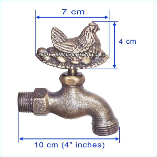 Brass Outdoor Faucet Garden Tap Hen Yard Home Water Spigot Gift 1/2" - Picture 3 of 7