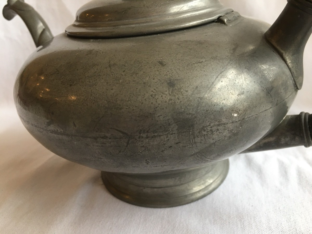 Antique James Dixon & Sons Tea Pot Best Britannia Metal Wood