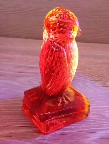 Degenhart Glass Amberina Wise Owl Glow - Picture 7 of 13