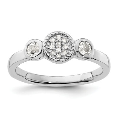 Silver Stackable Expressions Dbl Round White Topaz & Dia. Ring QSK523 ...