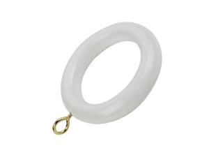 White Wooden Curtain Drapery Pole Rod Rings With Screw Eye Inner