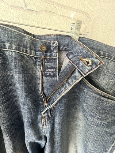 Chaps Mens Jeans 40x30 Straight Fit Distressed Blue Pre-owned - Picture 3 of 11