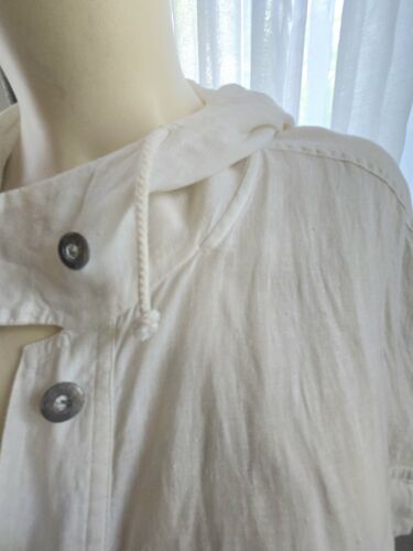 Vintage DKNY White Linen Hooded Duster Or Dress Size 4 Made In Hong Kong - Picture 9 of 24