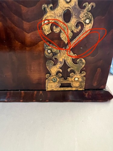 Antique Gothic Revival Casket Box with Brass Binding &Handles, Early 19th C - Picture 18 of 19
