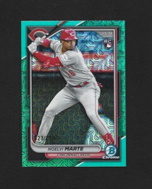 2024 Bowman Chrome Noelvi Marte RC #4 Aqua Mojo Refractor 27/299 - Reds