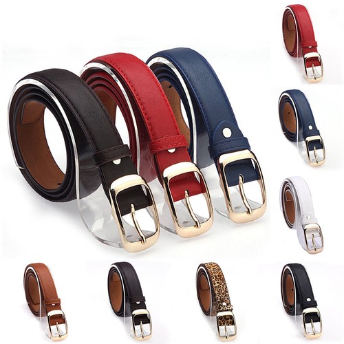 Women Leopard Black Leather Pin Buckle Strap Waist Belt Jeans Pants Waistband L - Picture 2 of 19