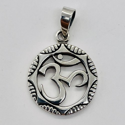 Om Symbol Sterling Silber Anhänger Charm | 1 1/8" lang | Silber | 1 Anhänger | - Bild 6 von 11