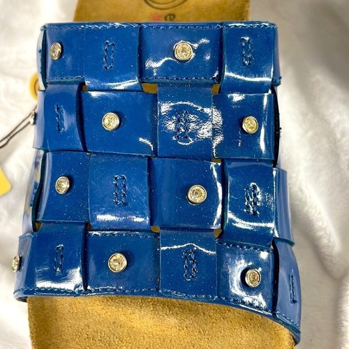EuroWellness Balance Neu mit Etikett von Birkenstock blaues Leder gewebtes Schmuck-Nietenoberteil - Bild 3 von 14