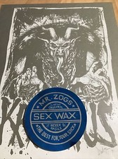 Vtg 80s MR ZOGS Sex Wax Surf Surfing Surfer Round BLUE Silver Decal Sticker